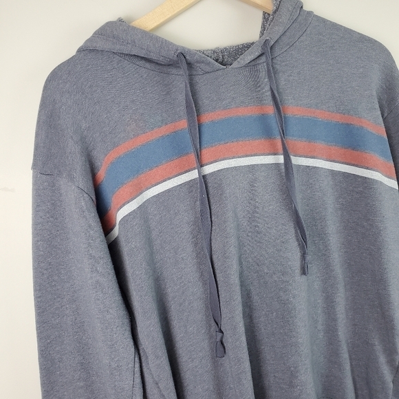 American Eagle Blue Red Stripe Hoodie Small - Picture 2 of 6